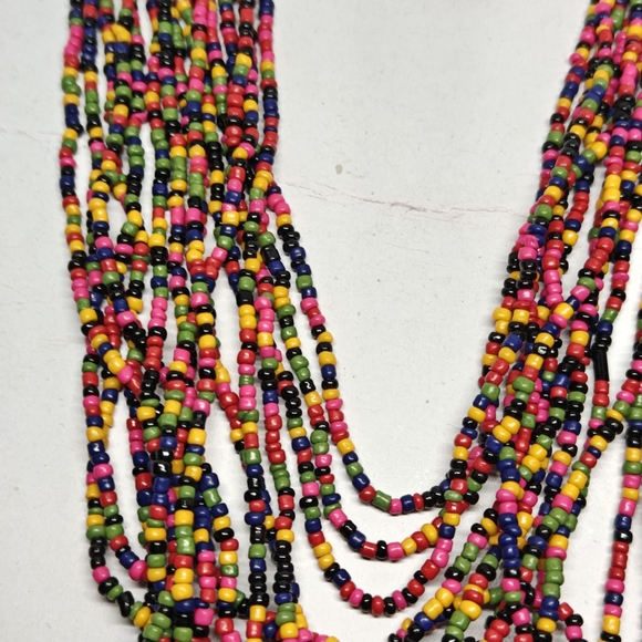 Ethnic Multi Strand Braided Beads Beaded Chunky Statement Necklace and Necklace - Picture 6 of 10